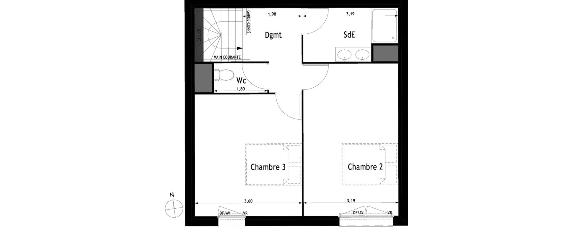 Duplex T4 de 85,37 m2 &agrave; Villenave-D'Ornon Centre