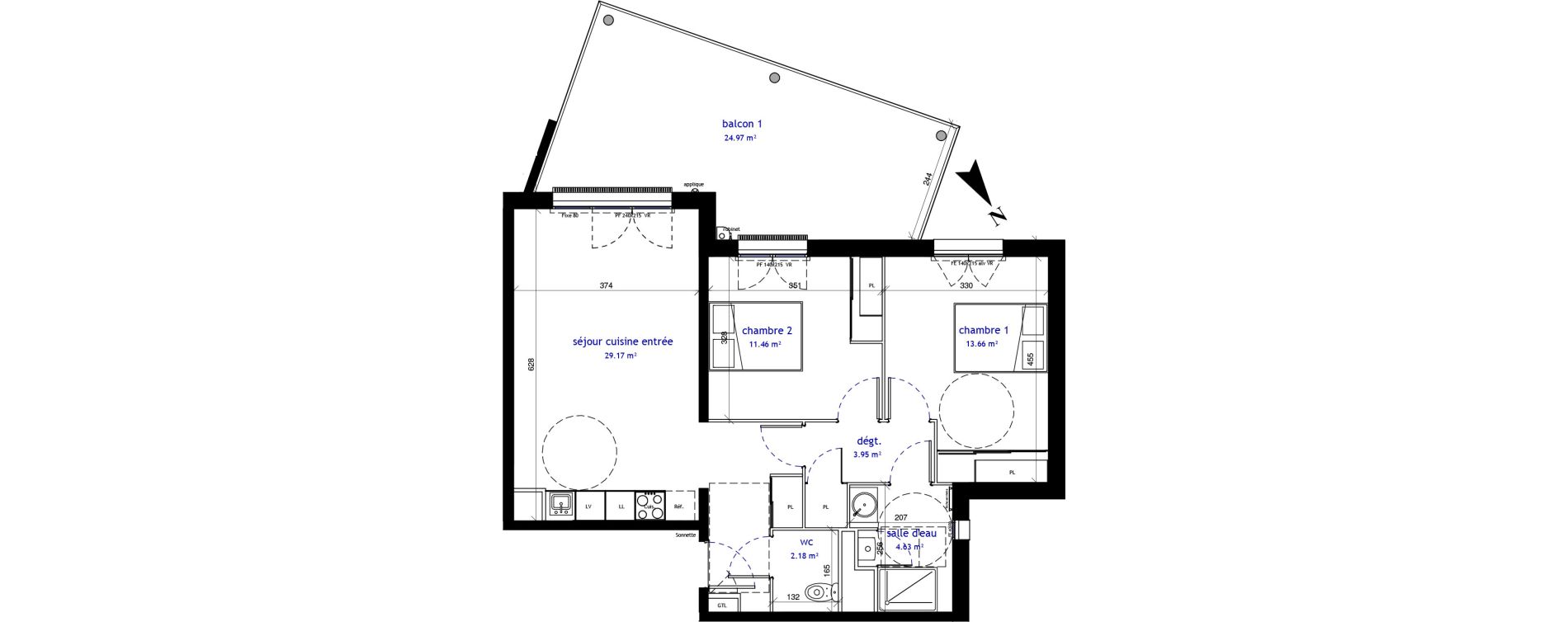 Appartement T3 de 65,05 m2 &agrave; Villenave-D'Ornon Cl&eacute;menceau - pontac - sallegourde - pont langon