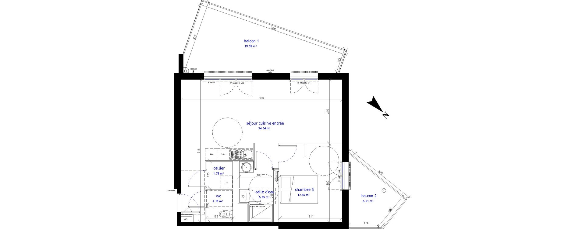 Appartement T2 de 55,21 m2 &agrave; Villenave-D'Ornon Centre