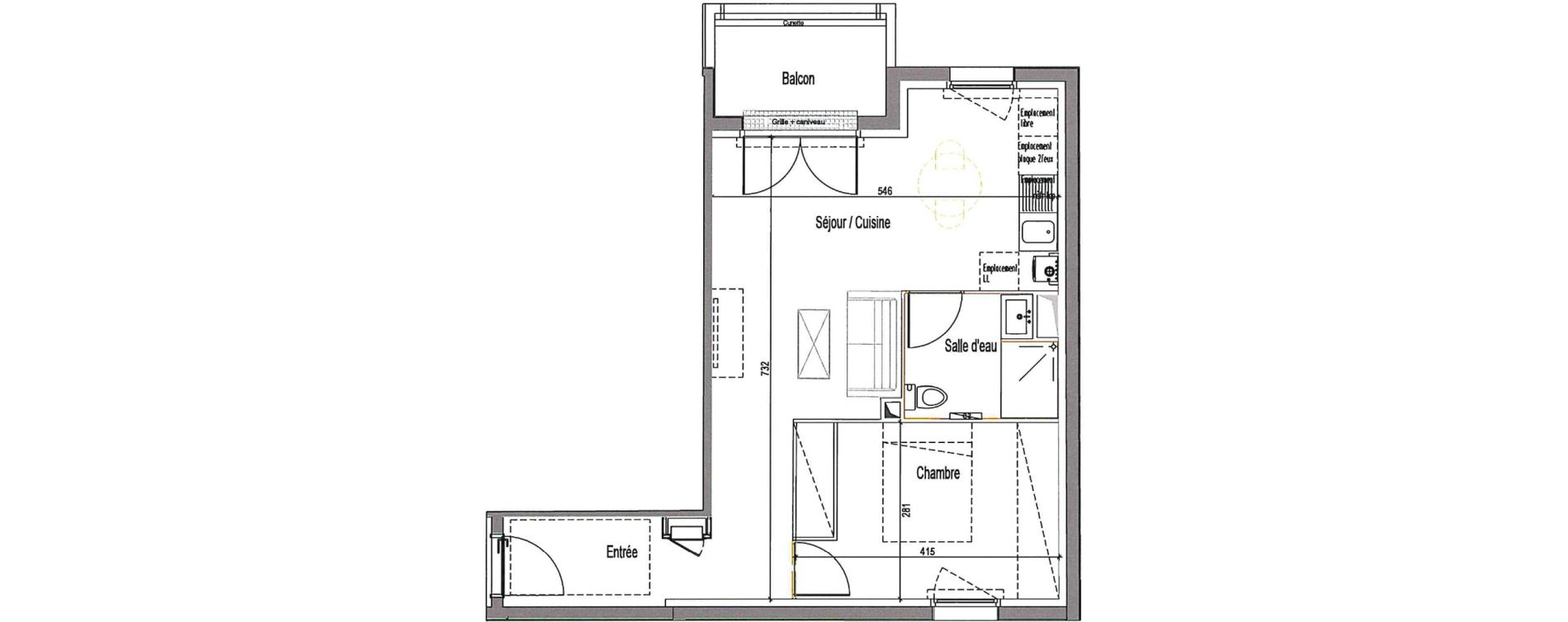 Appartement T2 de 45,23 m2 &agrave; Villenave-D'Ornon Cl&eacute;menceau - pontac - sallegourde - pont langon