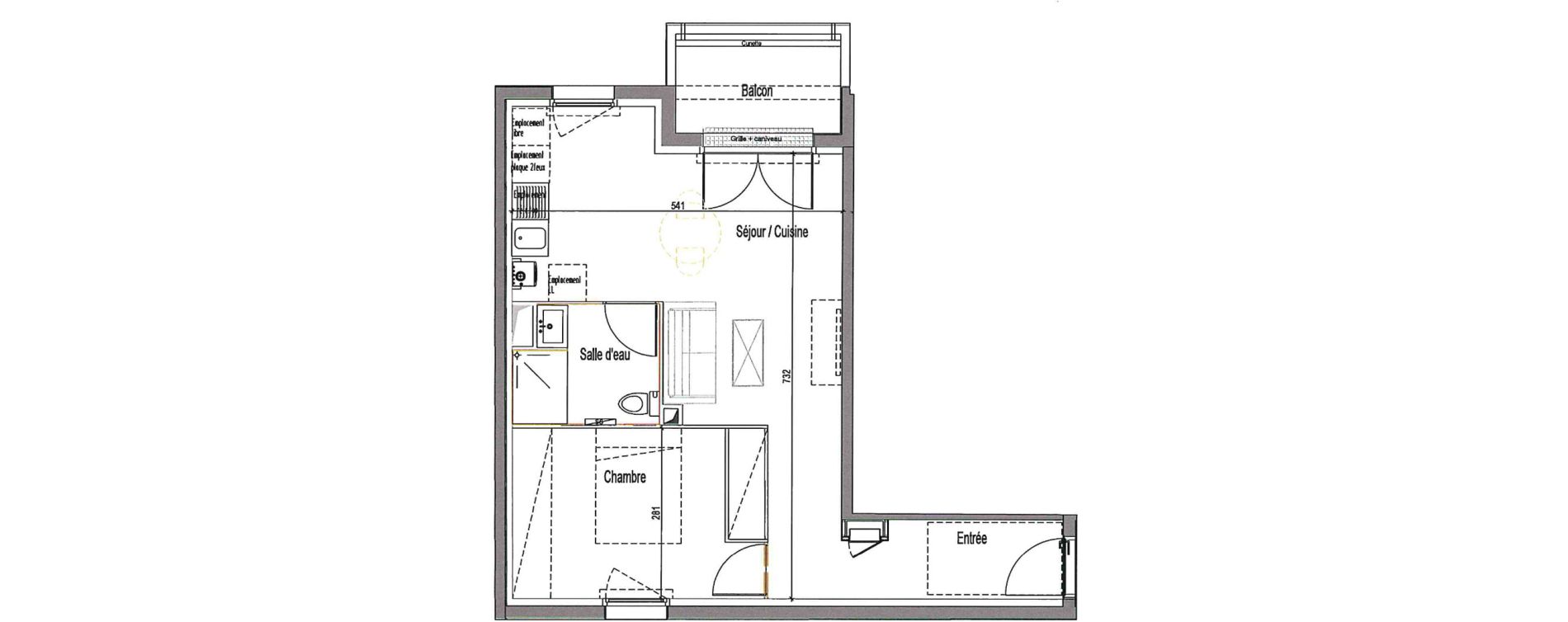 Appartement T2 de 44,81 m2 &agrave; Villenave-D'Ornon Cl&eacute;menceau - pontac - sallegourde - pont langon