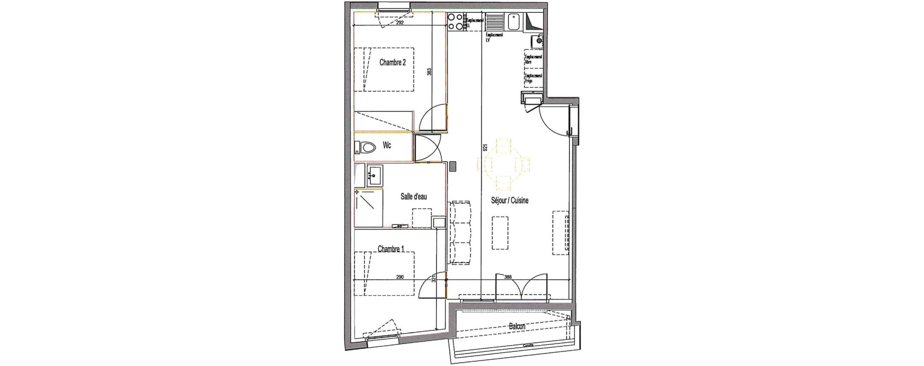 Appartement T3 de 61,54 m2 &agrave; Villenave-D'Ornon Cl&eacute;menceau - pontac - sallegourde - pont langon