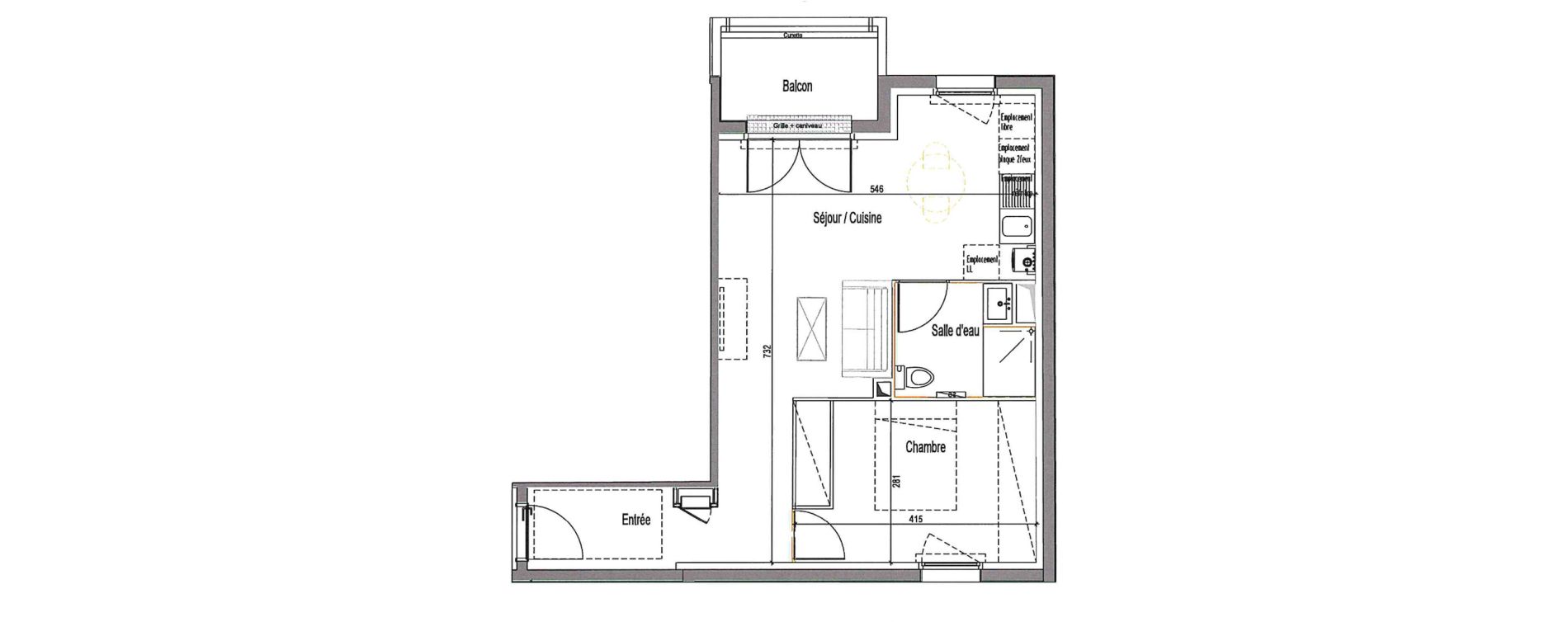 Appartement T2 de 45,23 m2 &agrave; Villenave-D'Ornon Cl&eacute;menceau - pontac - sallegourde - pont langon