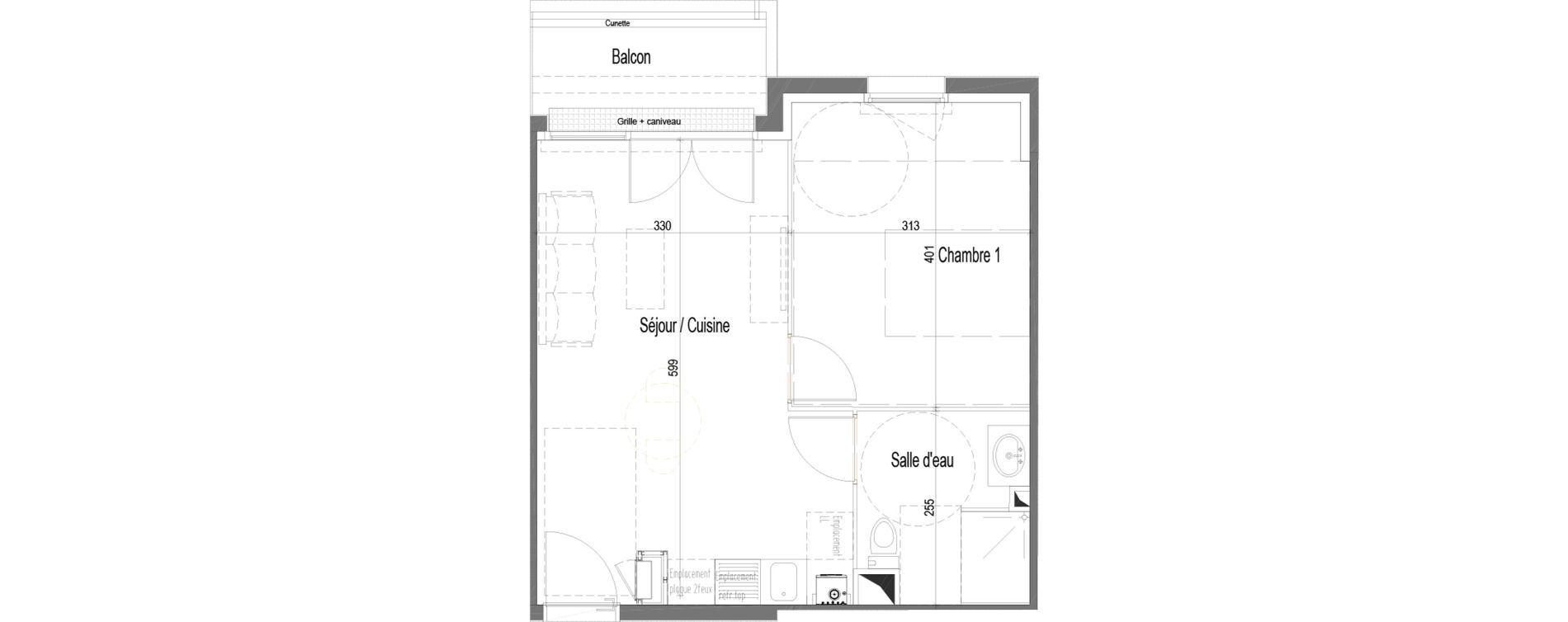 Appartement T2 de 39,89 m2 &agrave; Villenave-D'Ornon Cl&eacute;menceau - pontac - sallegourde - pont langon