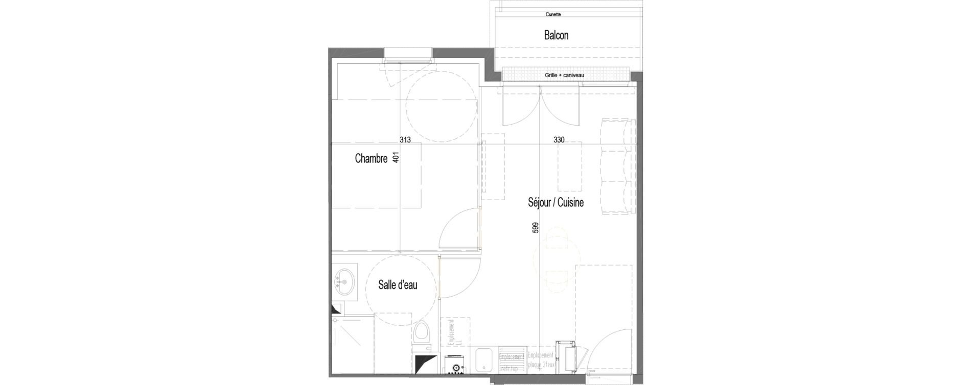 Appartement T2 de 39,90 m2 &agrave; Villenave-D'Ornon Cl&eacute;menceau - pontac - sallegourde - pont langon