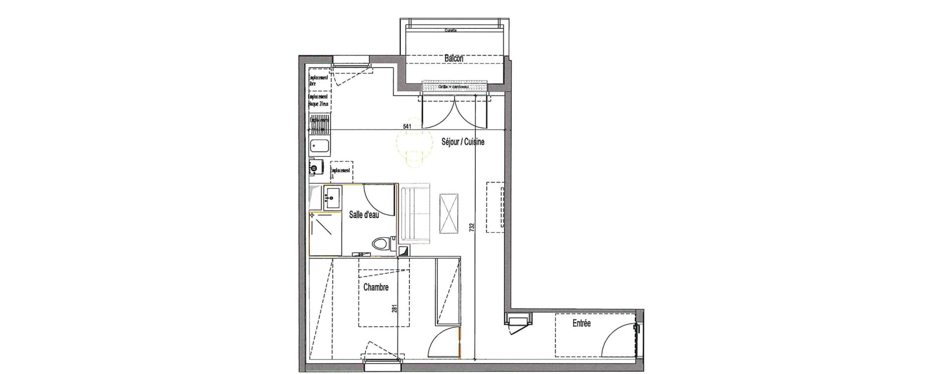 Appartement T2 de 44,81 m2 &agrave; Villenave-D'Ornon Cl&eacute;menceau - pontac - sallegourde - pont langon