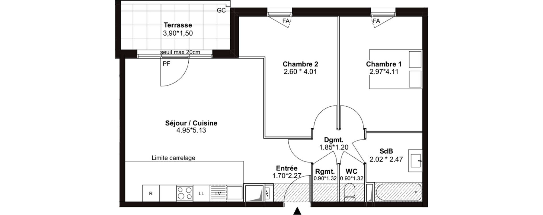 Appartement T3 de 62,30 m2 &agrave; Villenave-D'Ornon Pont de la maye