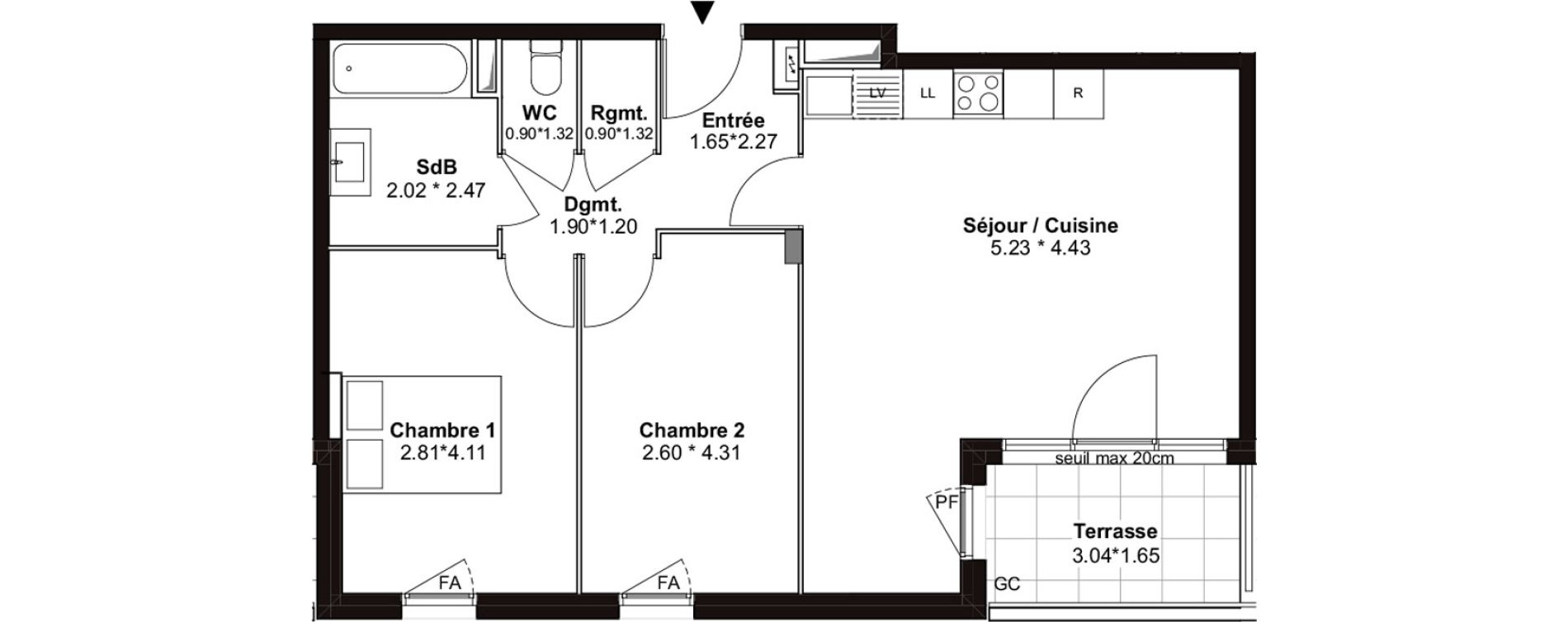 Appartement T3 de 62,17 m2 &agrave; Villenave-D'Ornon Pont de la maye