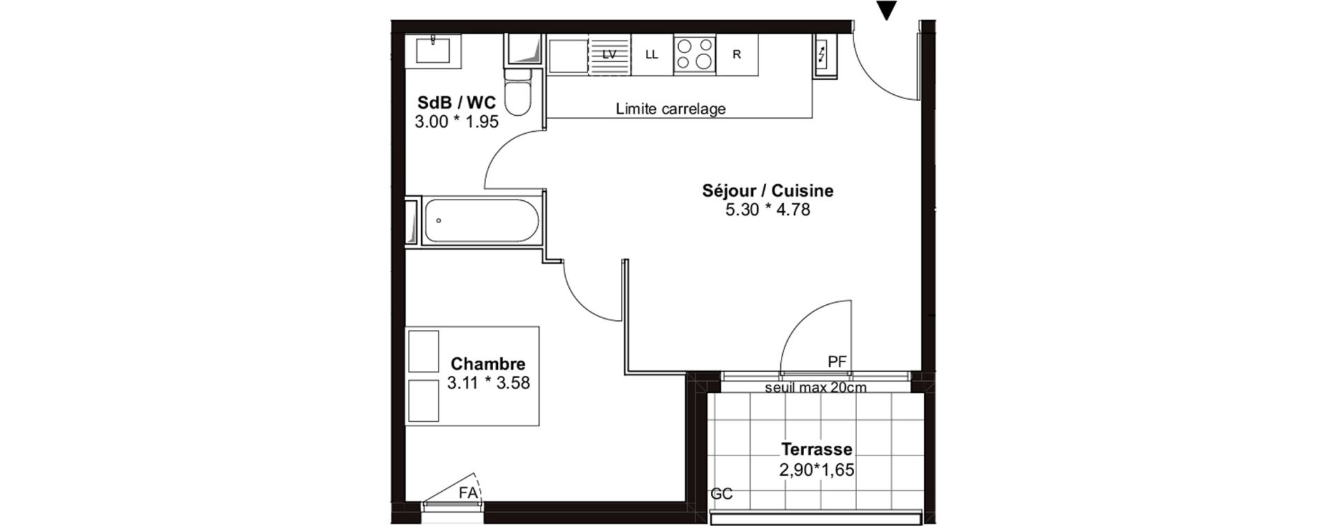 Appartement T2 de 41,19 m2 &agrave; Villenave-D'Ornon Pont de la maye