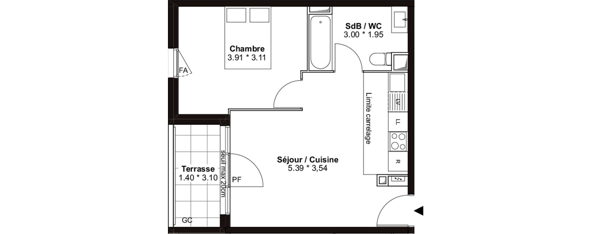 Appartement T2 de 40,06 m2 &agrave; Villenave-D'Ornon Pont de la maye