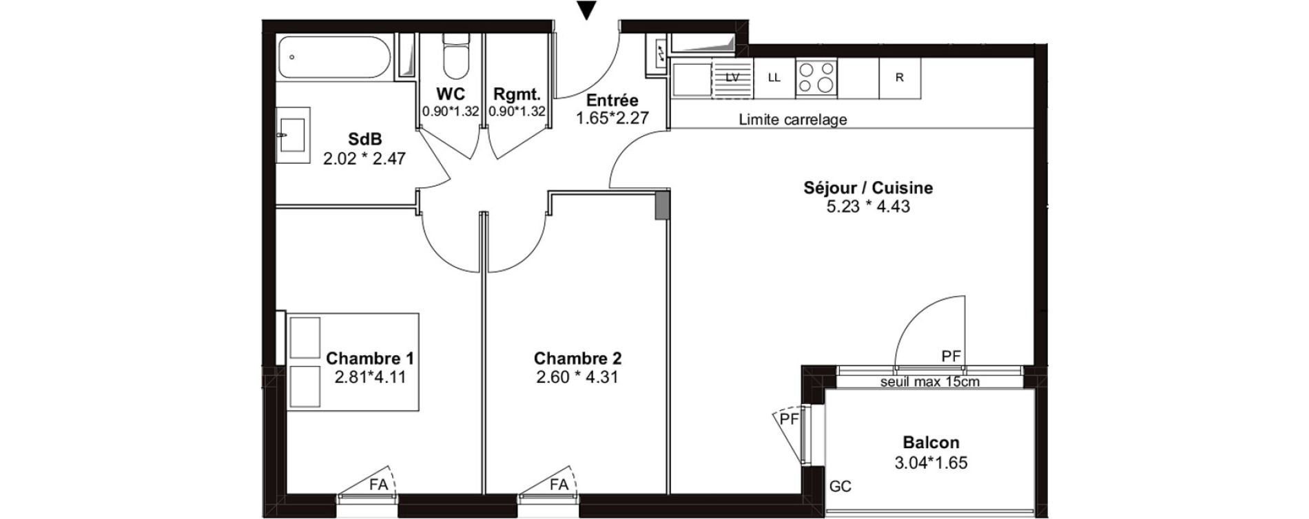 Appartement T3 de 62,17 m2 &agrave; Villenave-D'Ornon Pont de la maye