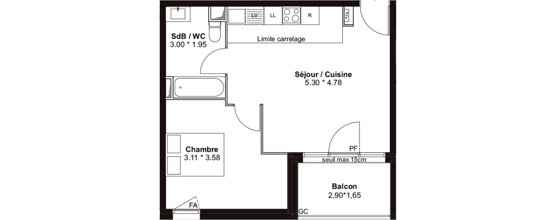 Appartement T2 de 41,19 m2 &agrave; Villenave-D'Ornon Pont de la maye