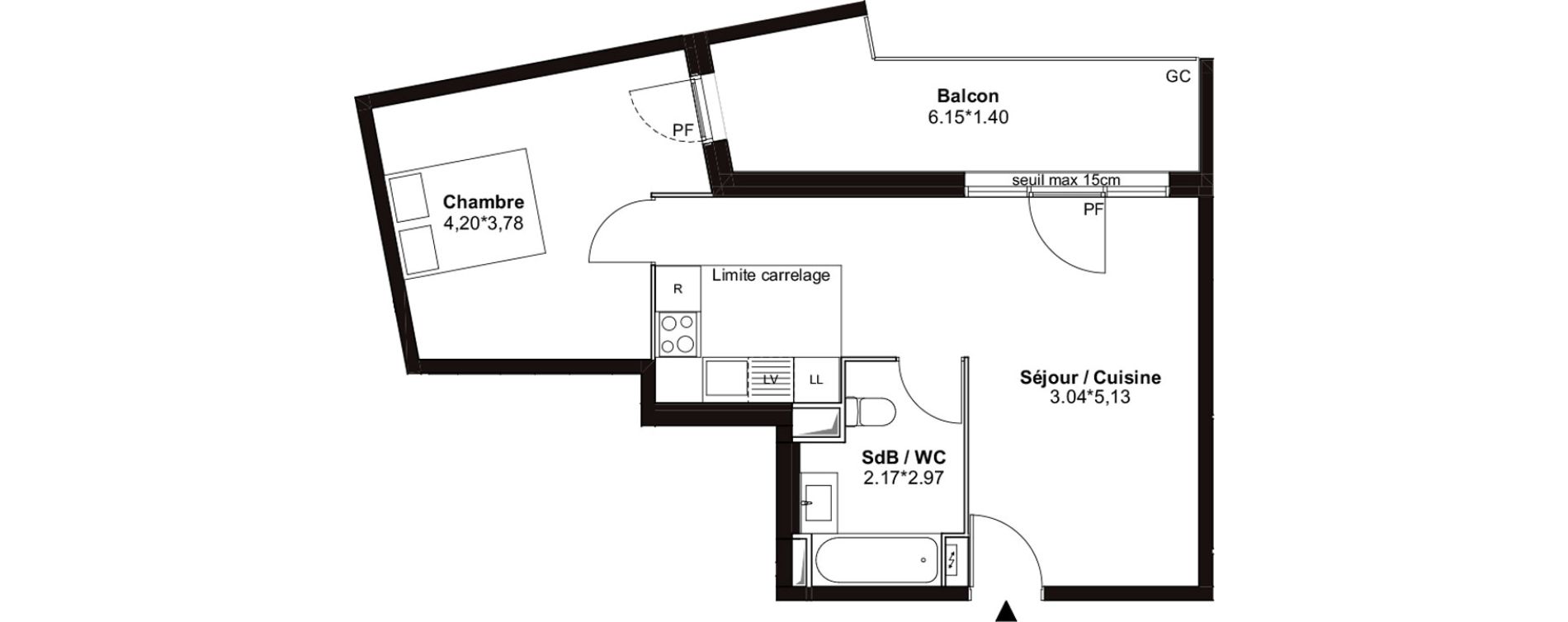 Appartement T2 de 44,83 m2 &agrave; Villenave-D'Ornon Pont de la maye