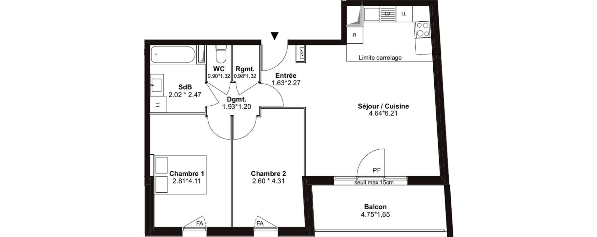 Appartement T3 de 62,28 m2 &agrave; Villenave-D'Ornon Pont de la maye