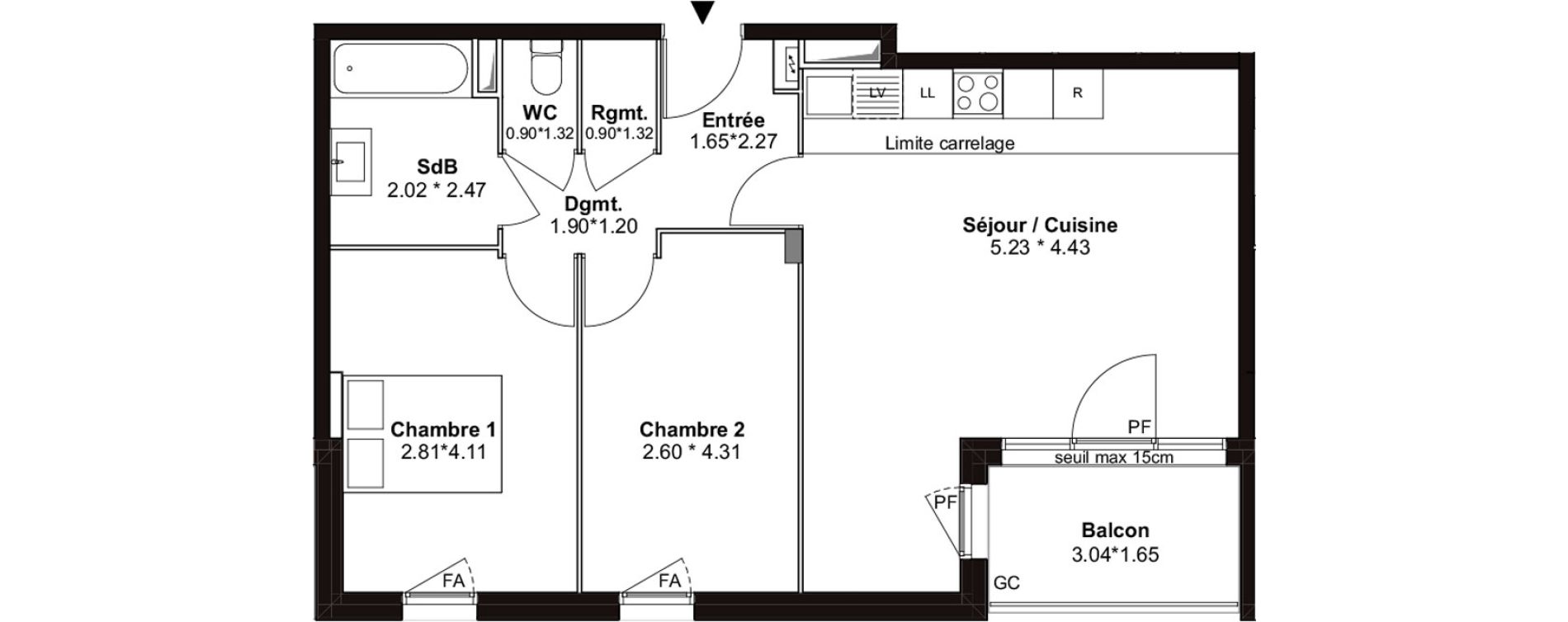 Appartement T3 de 62,17 m2 &agrave; Villenave-D'Ornon Pont de la maye