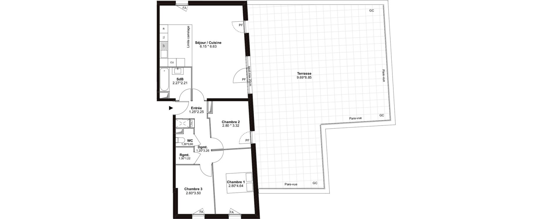 Appartement T4 de 82,07 m2 &agrave; Villenave-D'Ornon Pont de la maye