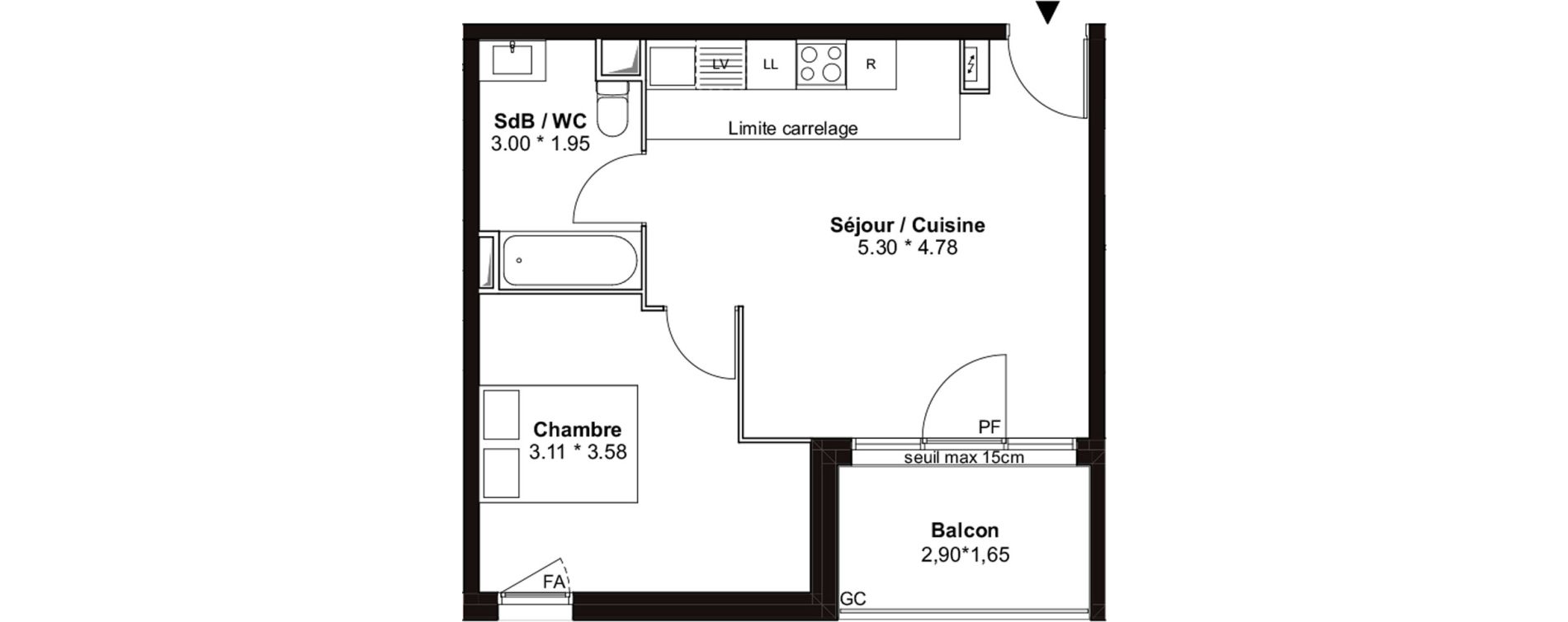 Appartement T2 de 41,19 m2 &agrave; Villenave-D'Ornon Pont de la maye