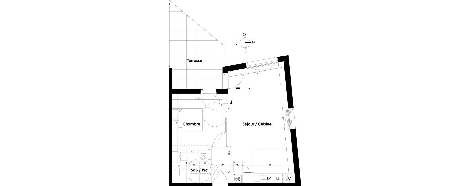 Appartement T2 de 45,55 m2 &agrave; Villenave-D'Ornon Centre