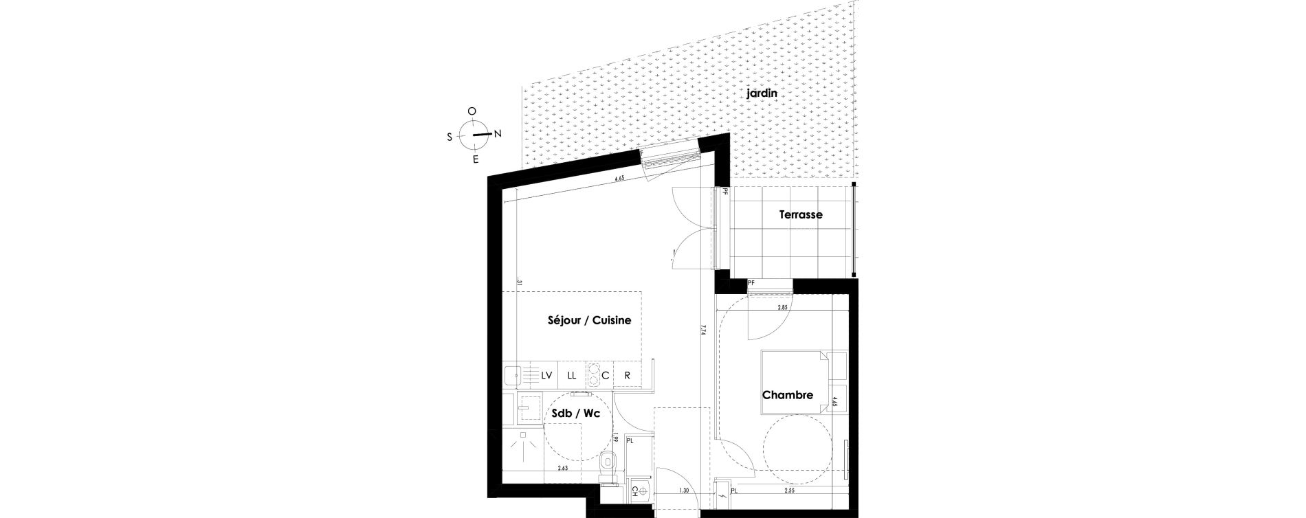 Appartement T2 de 44,33 m2 &agrave; Villenave-D'Ornon Centre