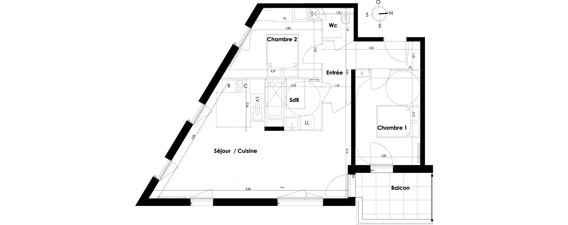 Appartement T3 de 65,89 m2 &agrave; Villenave-D'Ornon Centre