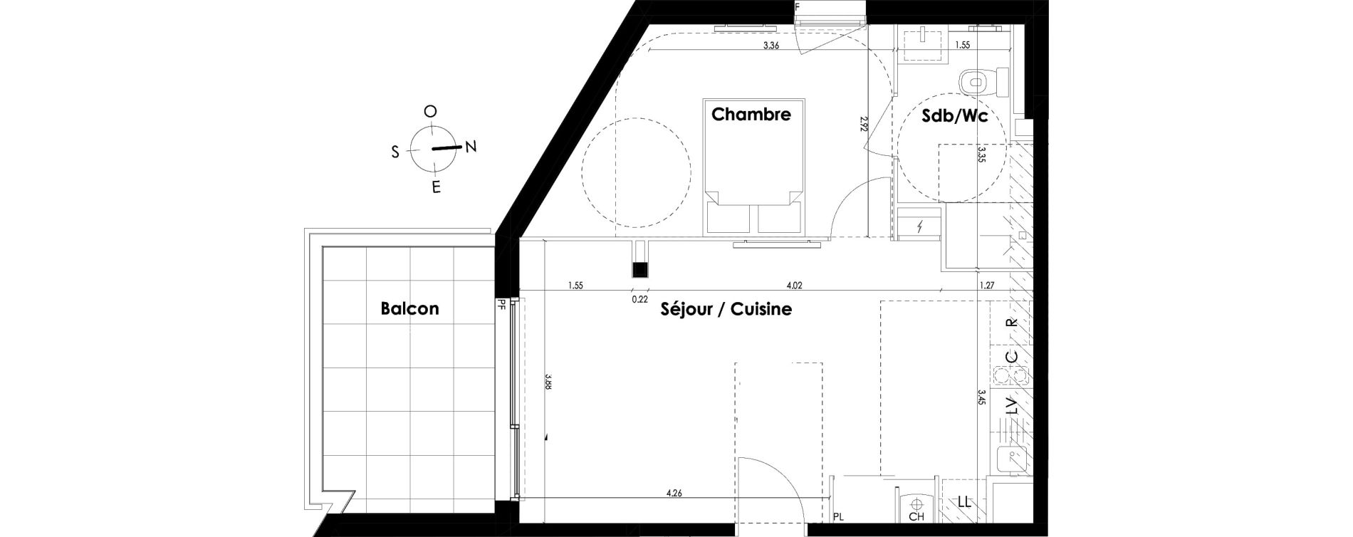 Appartement T2 de 43,75 m2 &agrave; Villenave-D'Ornon Centre