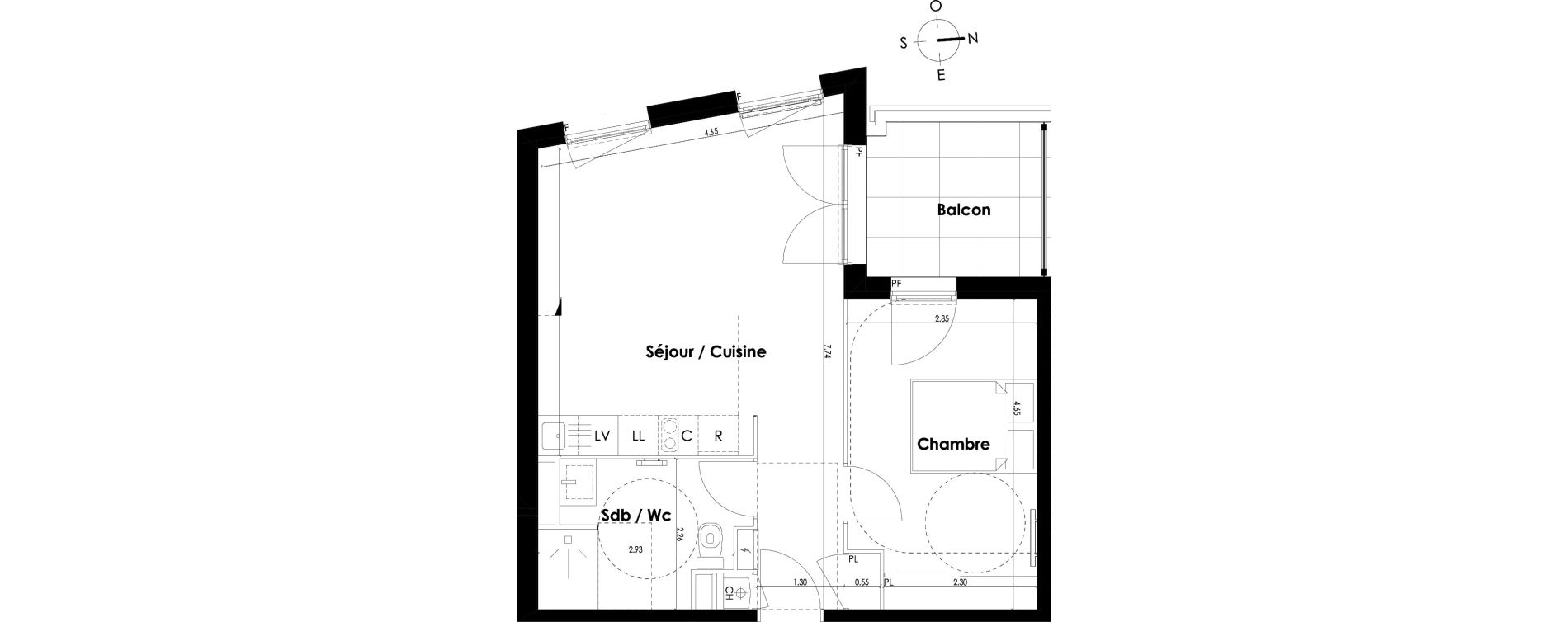 Appartement T2 de 45,60 m2 &agrave; Villenave-D'Ornon Centre