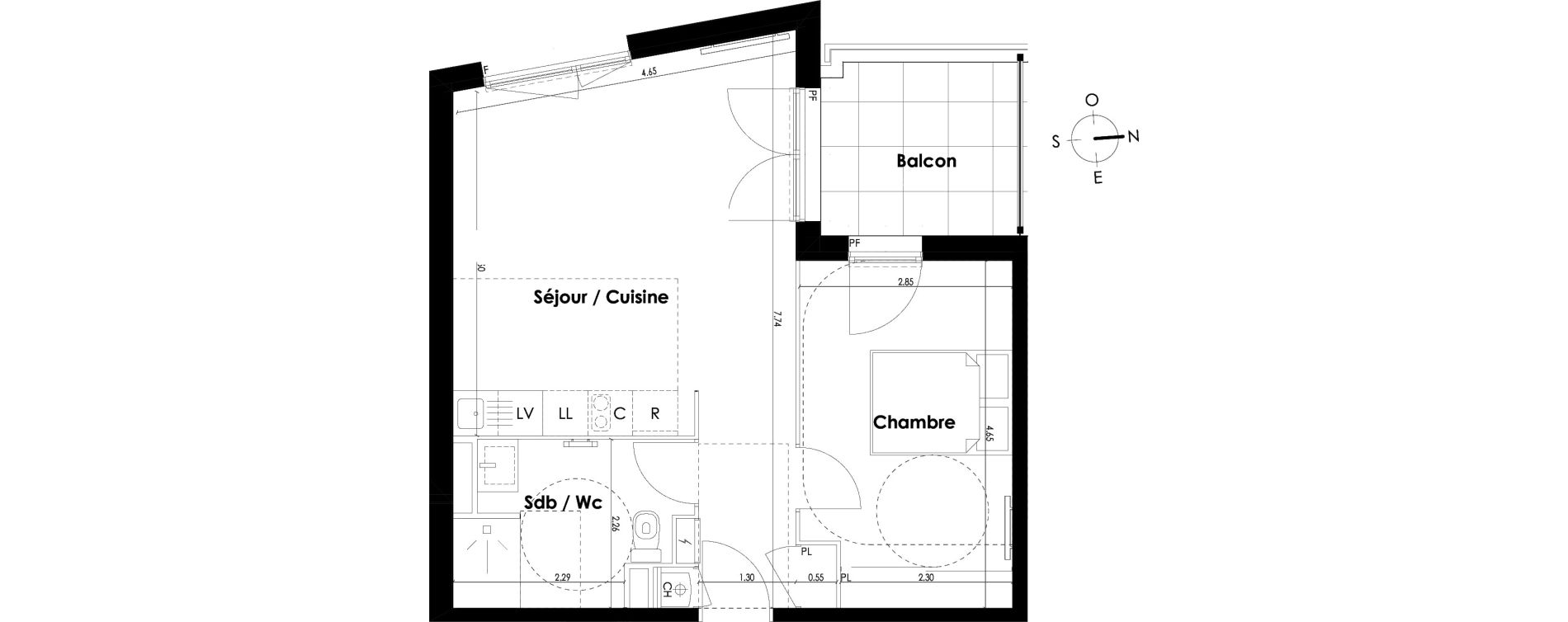 Appartement T2 de 45,60 m2 &agrave; Villenave-D'Ornon Centre