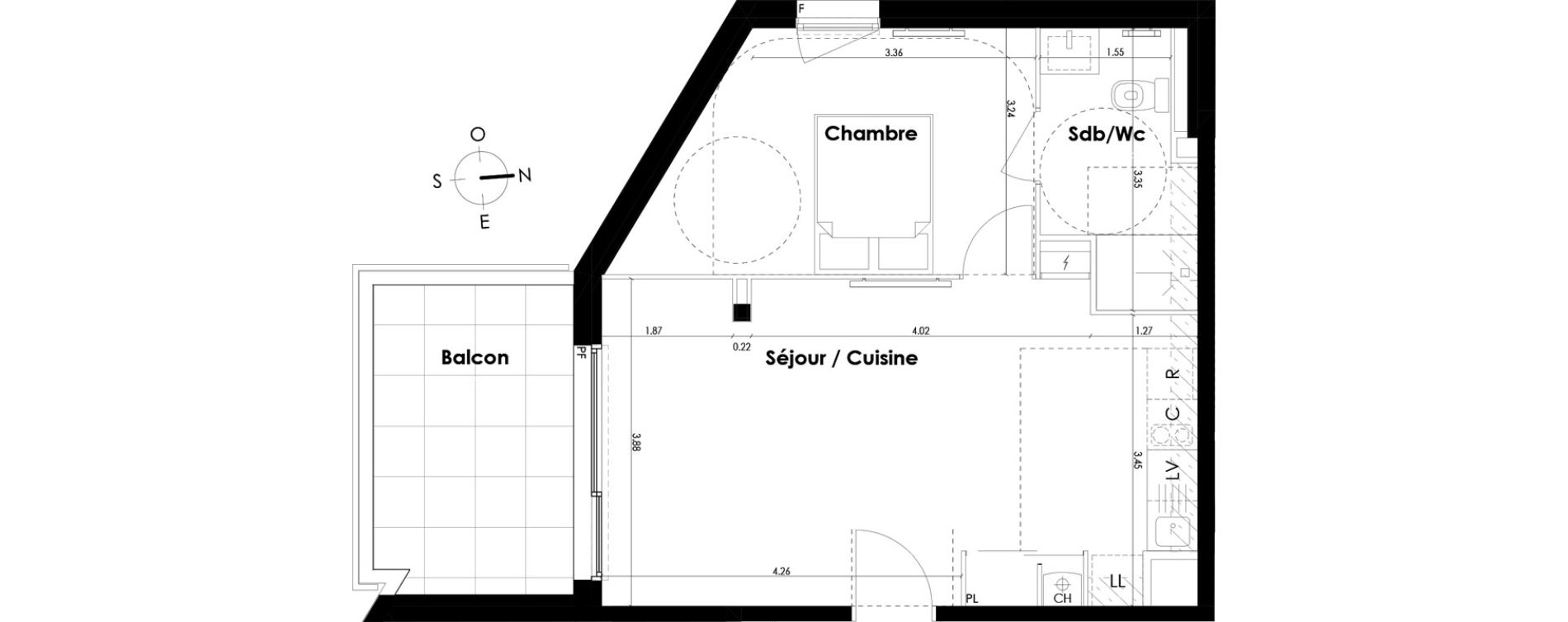 Appartement T2 de 43,75 m2 &agrave; Villenave-D'Ornon Centre