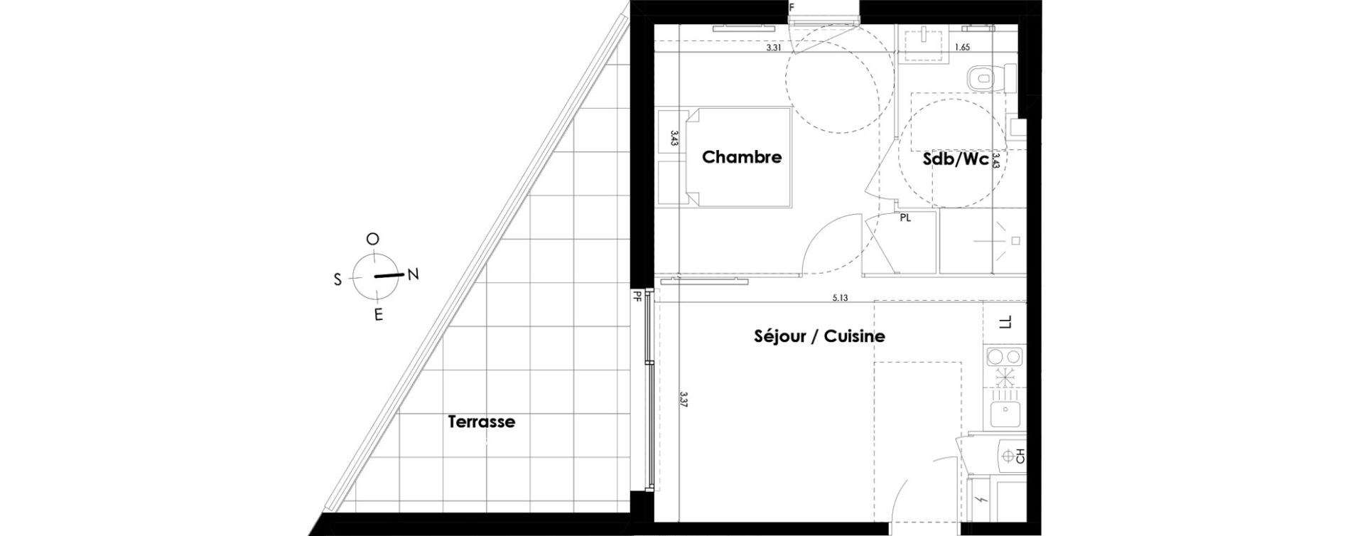 Appartement T2 de 33,86 m2 &agrave; Villenave-D'Ornon Centre