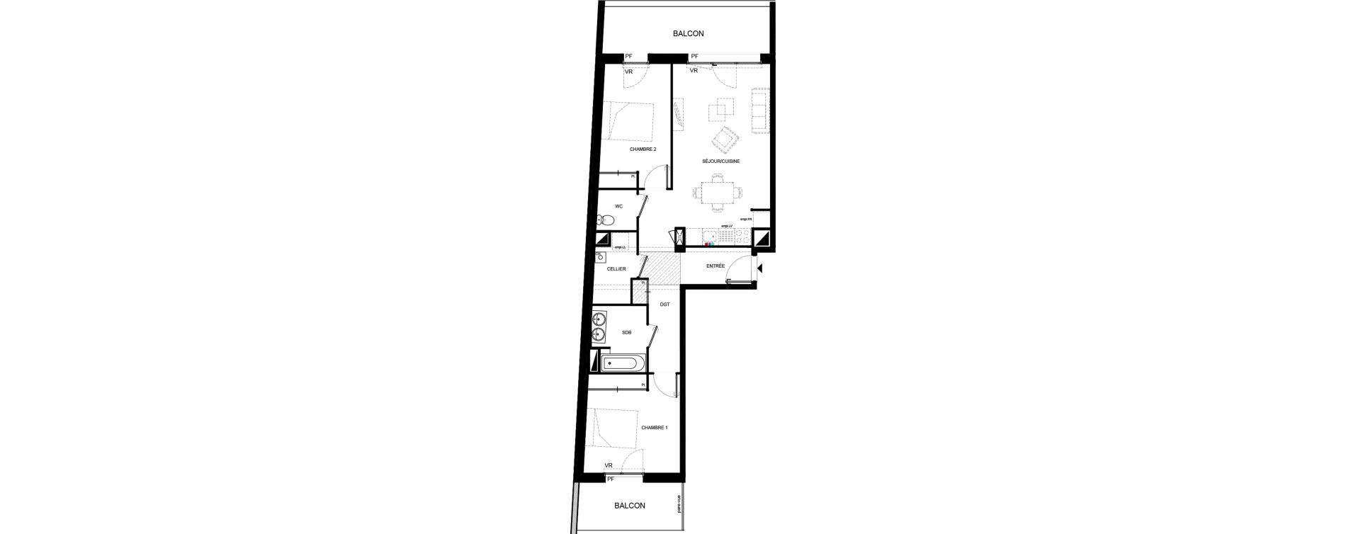Appartement T3 de 73,07 m2 &agrave; Villenave-D'Ornon Chambery