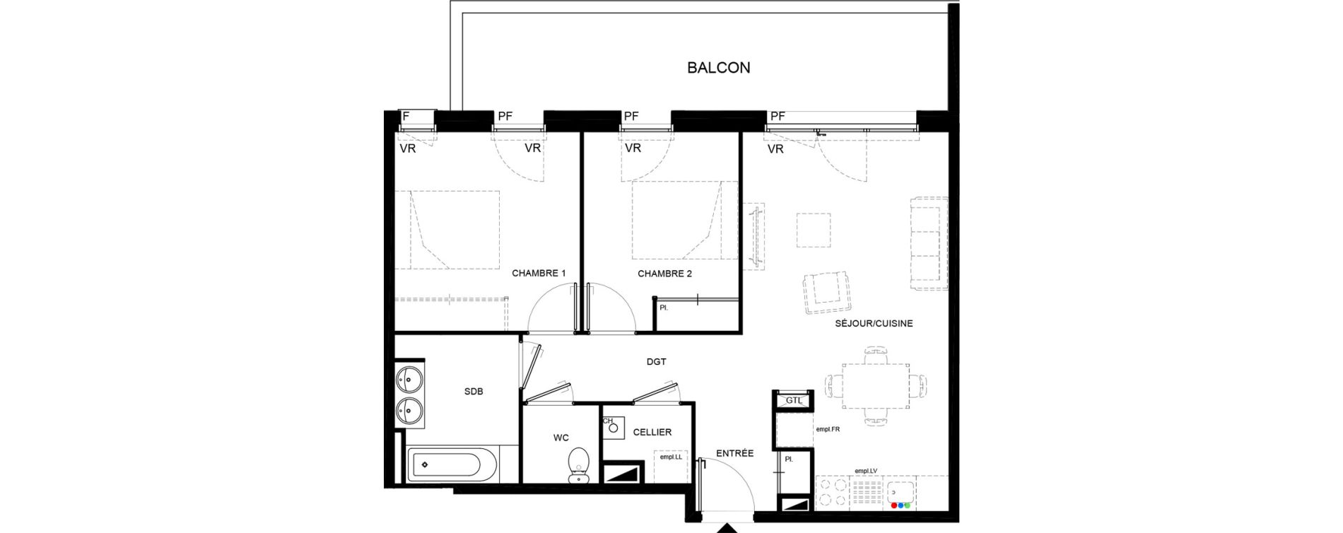 Appartement T3 de 63,57 m2 &agrave; Villenave-D'Ornon Chambery