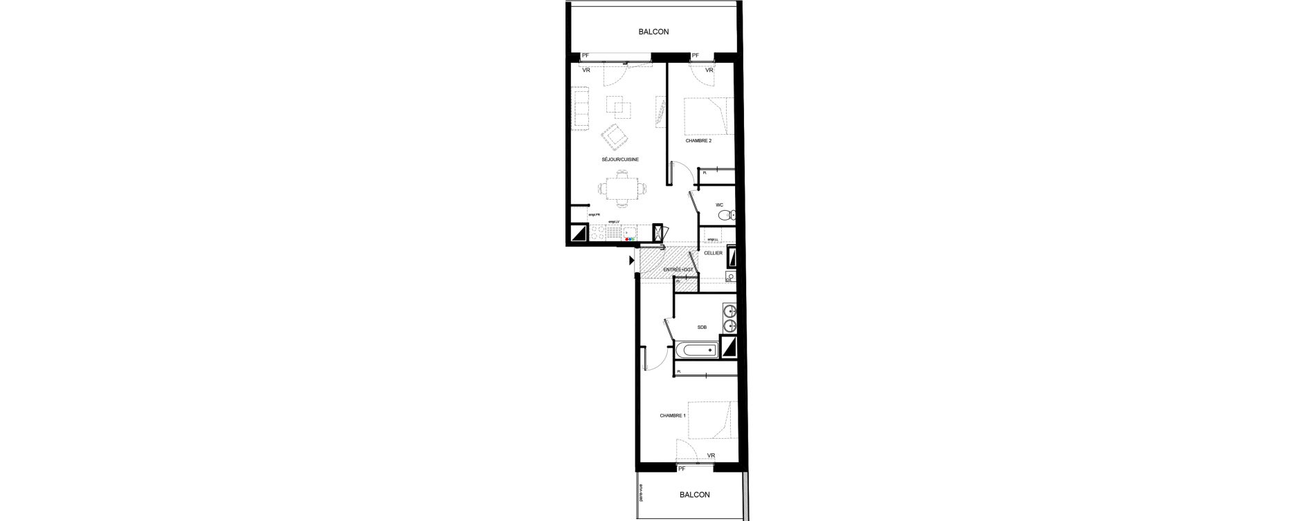 Appartement T3 de 71,44 m2 &agrave; Villenave-D'Ornon Chambery