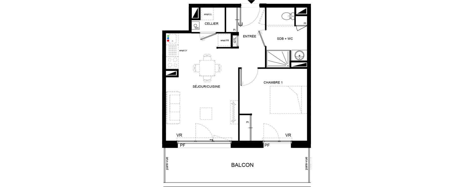 Appartement T2 de 45,50 m2 &agrave; Villenave-D'Ornon Chambery