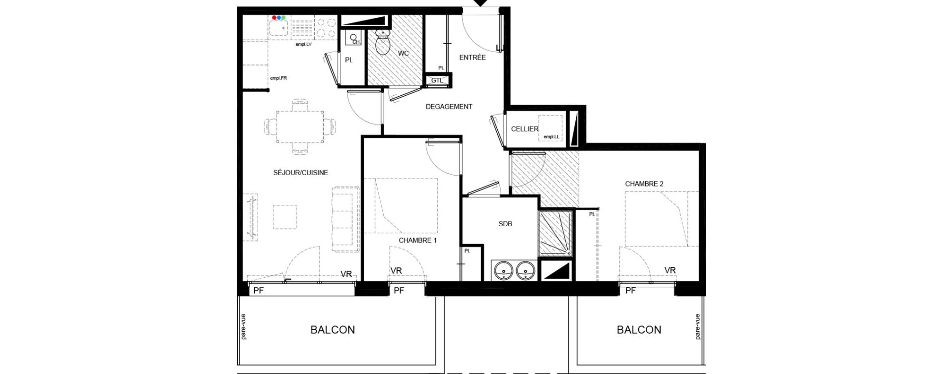 Appartement T3 de 61,74 m2 &agrave; Villenave-D'Ornon Chambery