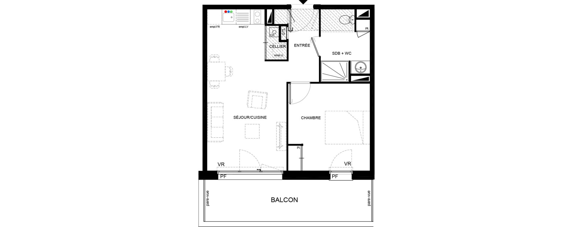 Appartement T2 de 45,23 m2 &agrave; Villenave-D'Ornon Chambery