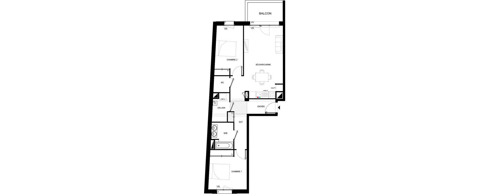 Appartement T3 de 73,07 m2 &agrave; Villenave-D'Ornon Chambery