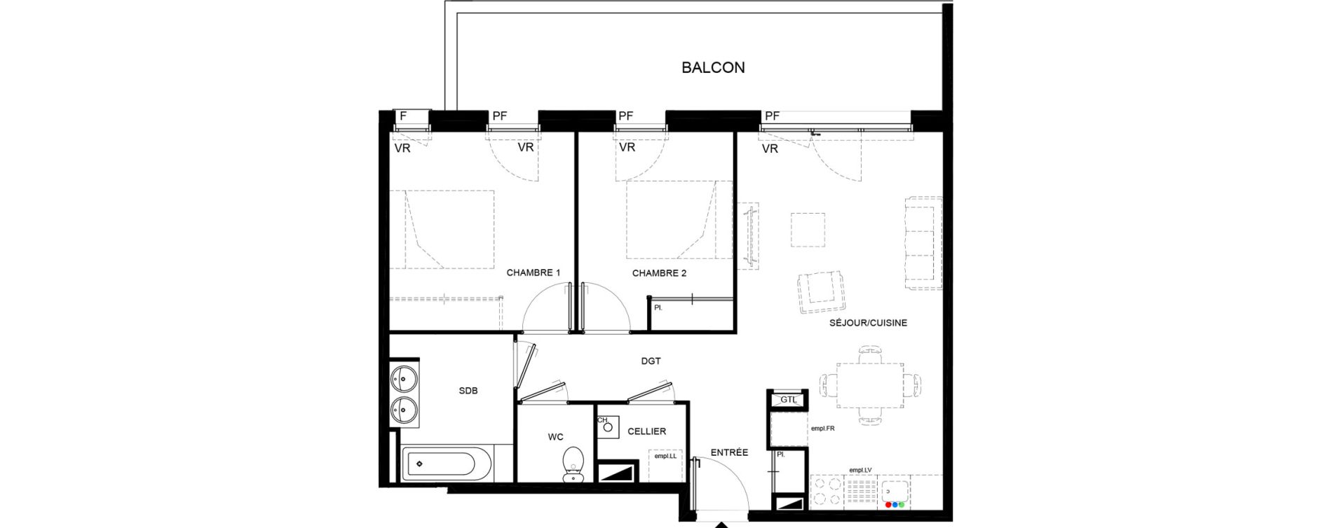 Appartement T3 de 63,63 m2 &agrave; Villenave-D'Ornon Chambery