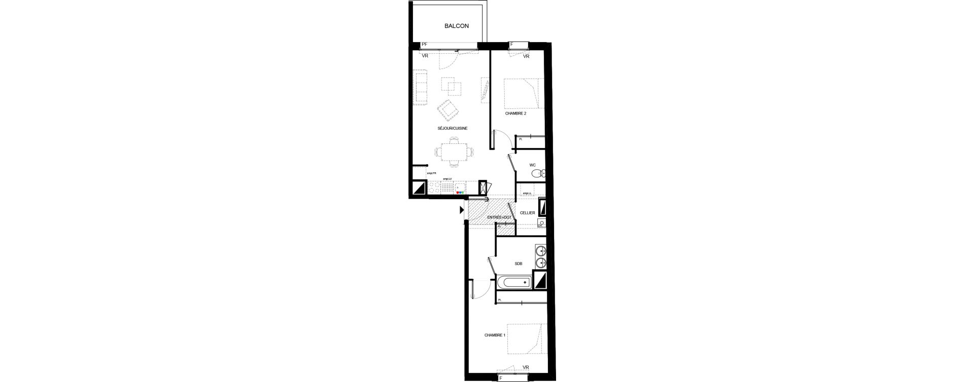 Appartement T3 de 71,44 m2 &agrave; Villenave-D'Ornon Chambery