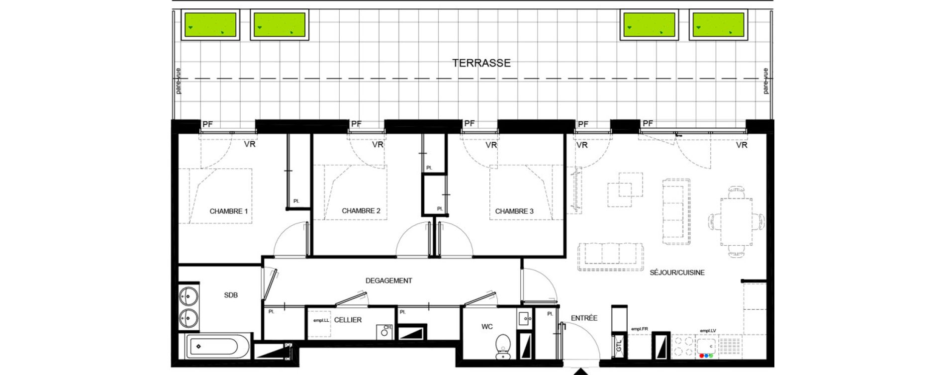 Appartement T4 de 81,77 m2 &agrave; Villenave-D'Ornon Chambery