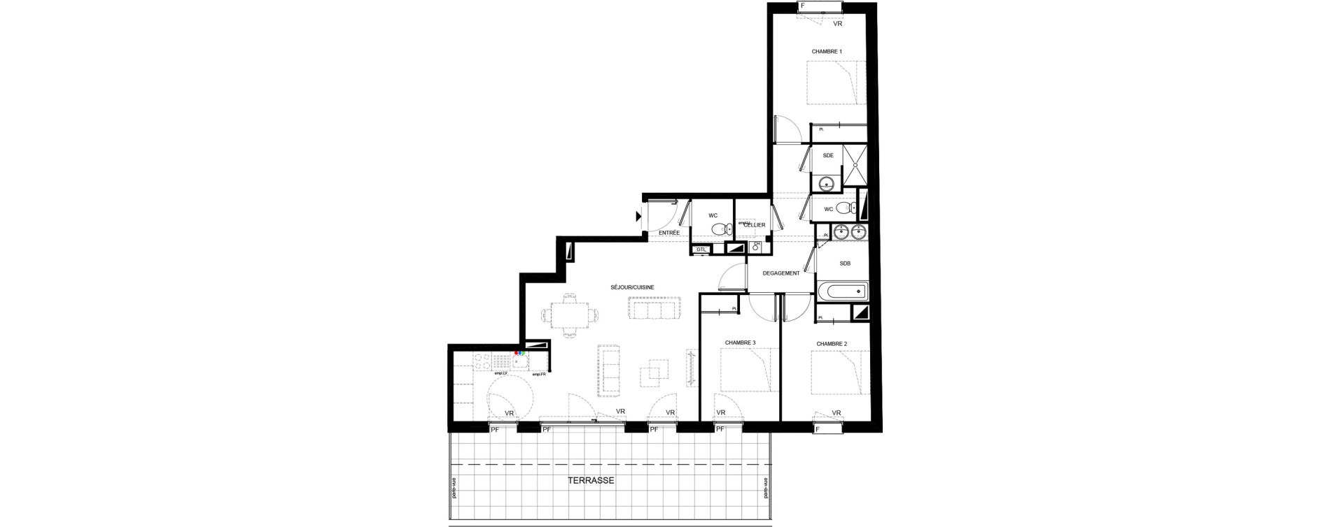 Appartement T4 de 92,96 m2 &agrave; Villenave-D'Ornon Chambery