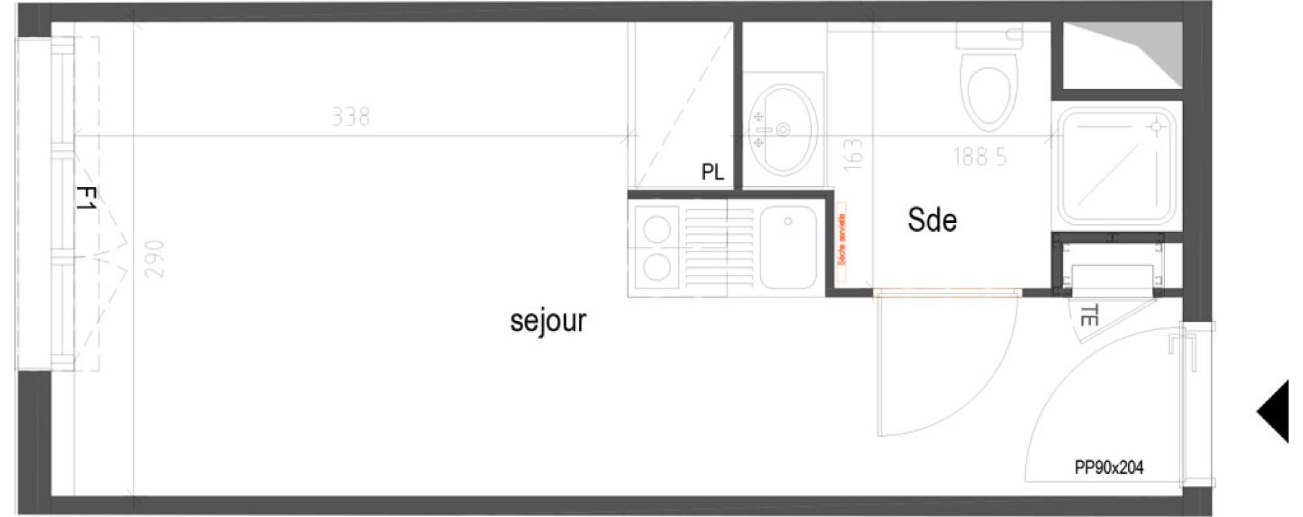 Appartement T1 meubl&eacute; de 18,71 m2 &agrave; Villenave-D'Ornon Croix de leysotte - chanteloiseau - saint-brie