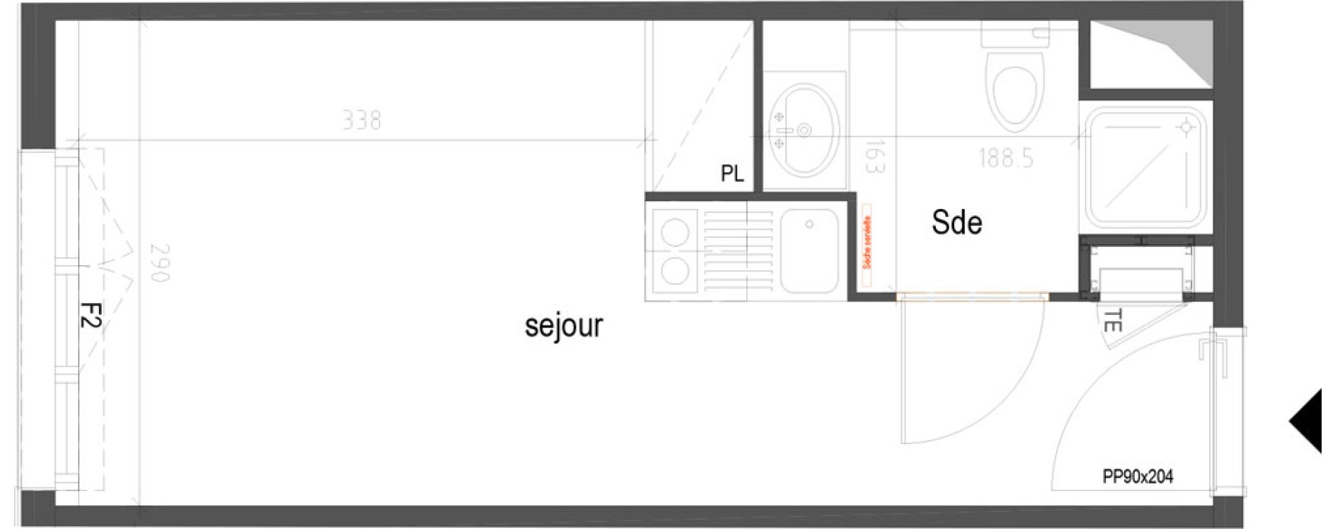 Appartement T1 meubl&eacute; de 18,71 m2 &agrave; Villenave-D'Ornon Croix de leysotte - chanteloiseau - saint-brie