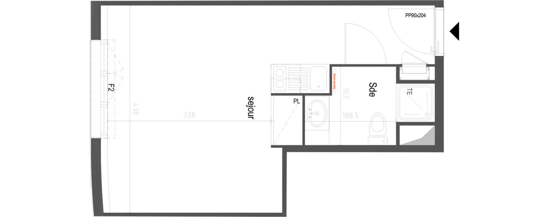 Appartement T1 meubl&eacute; de 23,74 m2 &agrave; Villenave-D'Ornon Croix de leysotte - chanteloiseau - saint-brie