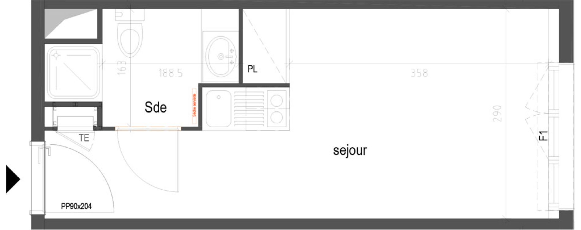 Appartement T1 meubl&eacute; de 19,29 m2 &agrave; Villenave-D'Ornon Croix de leysotte - chanteloiseau - saint-brie