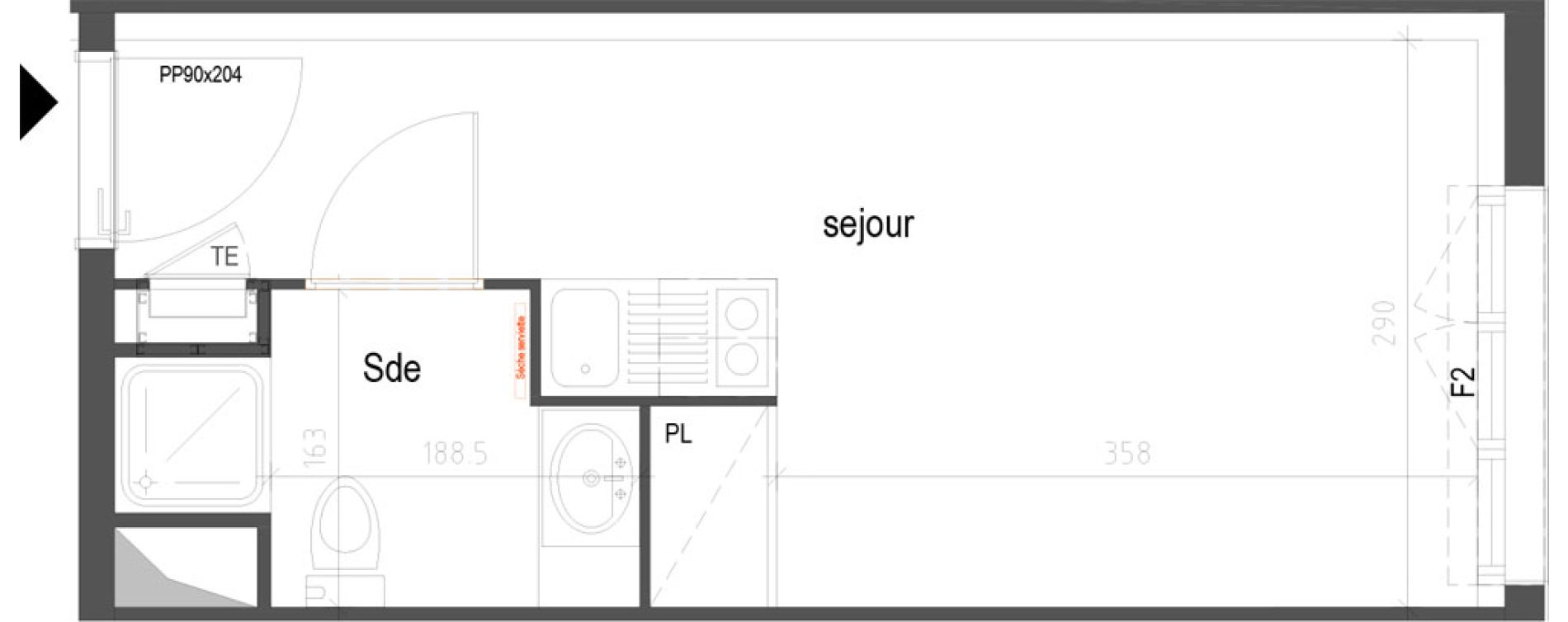 Appartement T1 meubl&eacute; de 19,29 m2 &agrave; Villenave-D'Ornon Croix de leysotte - chanteloiseau - saint-brie