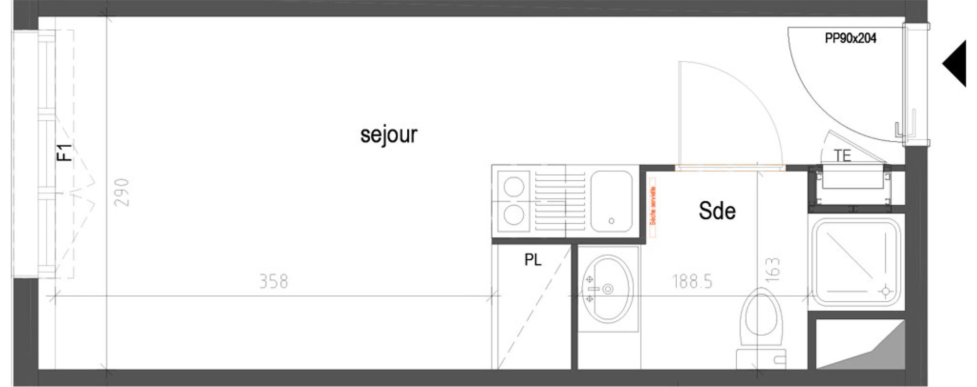 Appartement T1 meubl&eacute; de 19,29 m2 &agrave; Villenave-D'Ornon Croix de leysotte - chanteloiseau - saint-brie