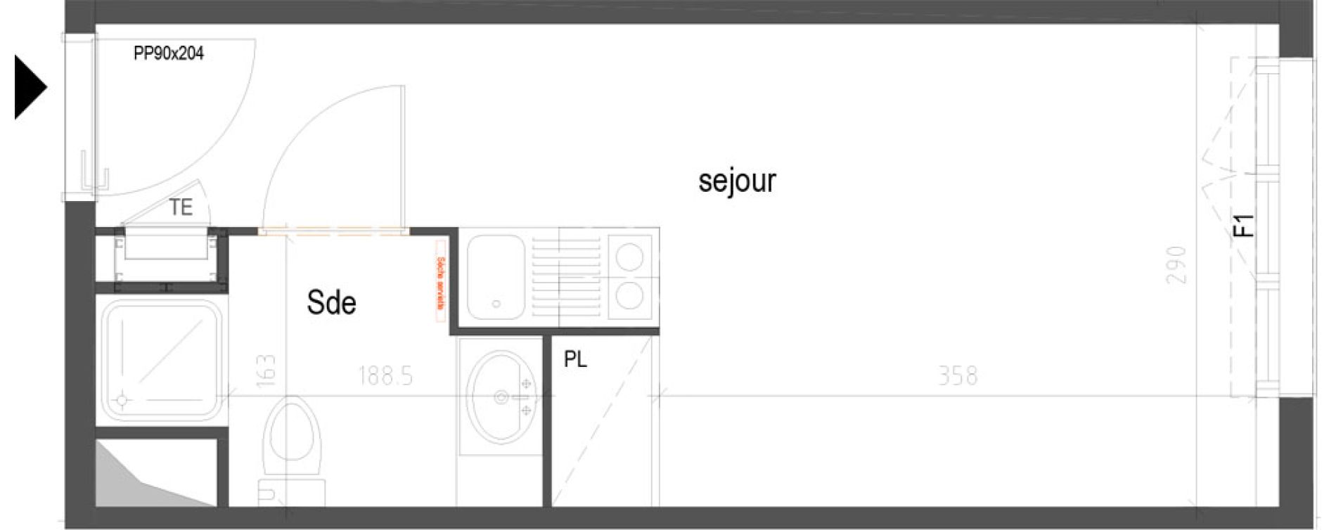 Appartement T1 meubl&eacute; de 19,29 m2 &agrave; Villenave-D'Ornon Croix de leysotte - chanteloiseau - saint-brie