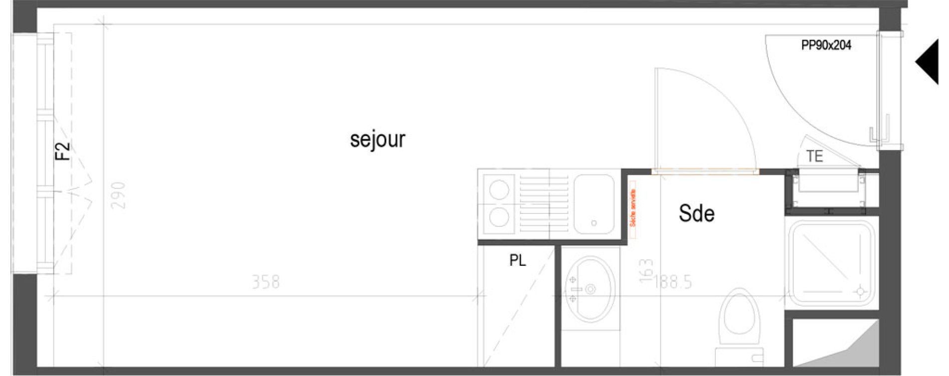 Appartement T1 meubl&eacute; de 19,29 m2 &agrave; Villenave-D'Ornon Croix de leysotte - chanteloiseau - saint-brie