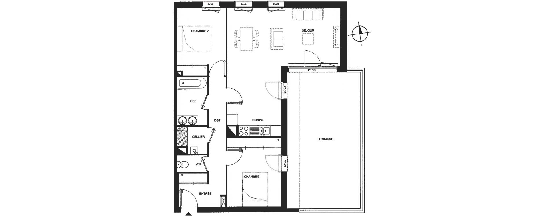 Appartement T3 de 73,61 m2 à Villenave-D'Ornon Peyrehaut - carbonnieux - trigan