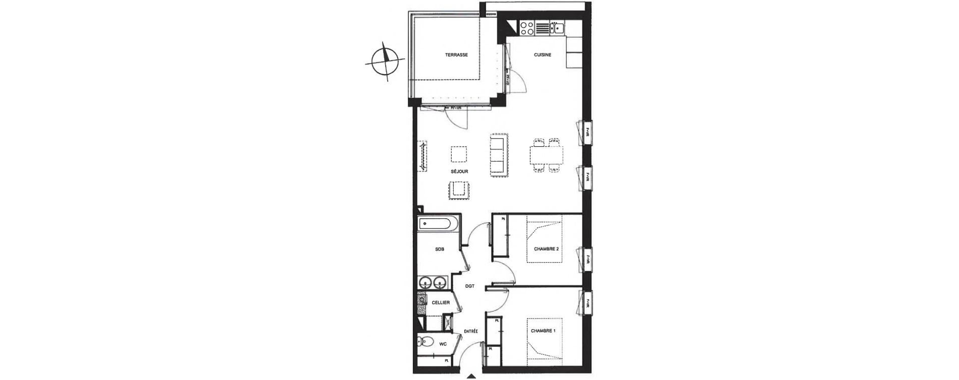 Appartement T3 de 76,35 m2 à Villenave-D'Ornon Peyrehaut - carbonnieux - trigan